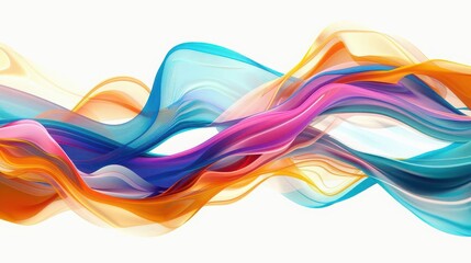 Abstract colorful backround, blue, purple, flowing ribbons on a white background.  For artwork of  leaflet, and poster design, wall art space,  website, and media decor. Commercial use, 300 dpi.
