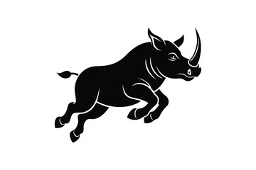 Rhinoceros silhouette vector art illustration isolated on white background
