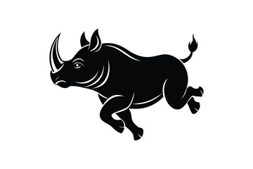 Fototapeta premium Rhinoceros silhouette vector art illustration isolated on white background