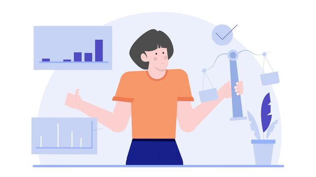 a law student hold scales illustration animated video