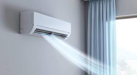 Close up of air conditioner blowing a cool breeze in a room