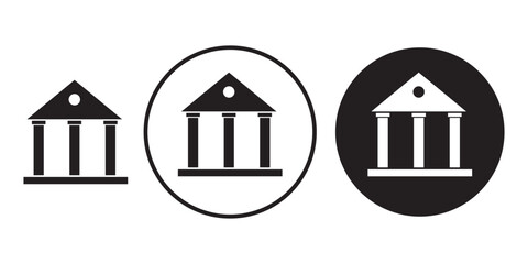 bank building vector icon Silhouette set, Bank Government Courthouse Architecture simple land mark. museum, university icon, academic institute university stock vector,