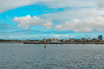 Fototapeta premium view of the sea and city of Geelong