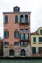 View to typical house with balcony and windows in Venice