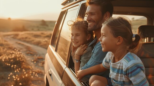 Happy Family on a Road Trip Adventure