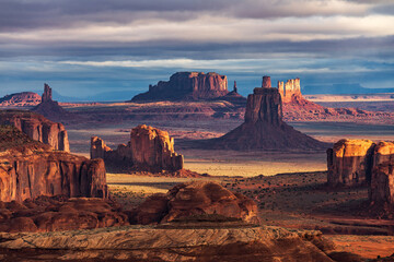 Hunts Mesa at sunrise, Monument Valley, Arizona, USA