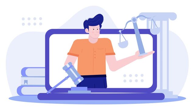 illustration of law judge justice concept animated video