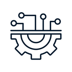 Multichannel information processing concept. Vector linear icon isolated on white background.