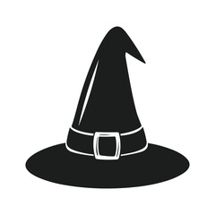 Halloween Black Witch Hat Silhouette - Vector Art Design