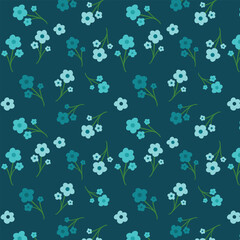 vector flowers pattern design isolated on blue background. Seamless pattern design.