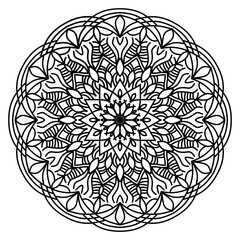 Mandala for coloring book, round ornament, irregular floral shape decoration, oriental vector, stress therapy pattern, weave yoga vector logo design element. adult mandala for coloring