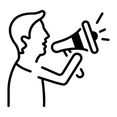 A outline icon of freedom of speech © Prosymbols