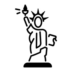 Liberty statue icon designed in line style 