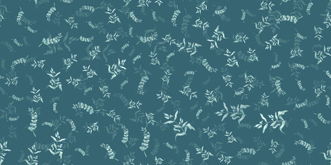Watercolor floral seamless pattern with eucalyptus branches. Spring colorful decor with hand drawn botanical illustrations leaves