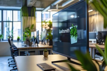 Locksmith Monitor Screen in Office Setting Generative Illustration