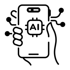 Ai device icon in outline style