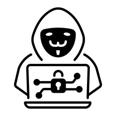 A glyph style icon of cyberattack