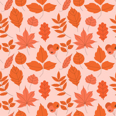 Red autumn leaves seamless pattern