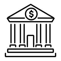 An outline style icon of bank building 