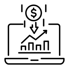 Online earning icon in line style  