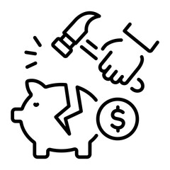 Outline style icon of financial crisis 
