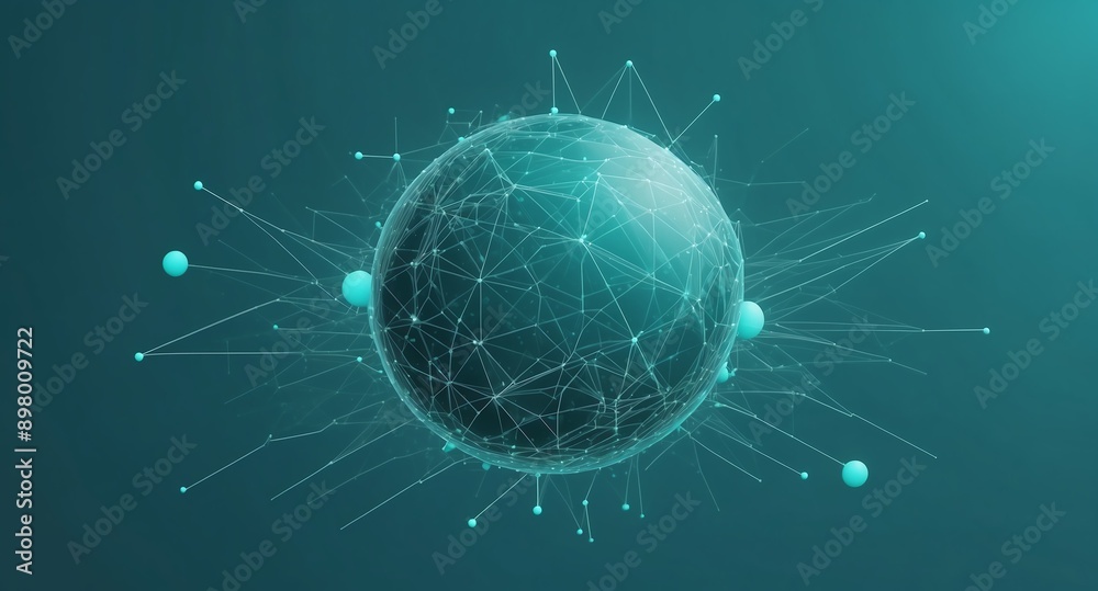 Poster teal machine learning nodes ai concept technology abstract background with copy space