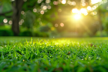 Naklejka premium Green grass and sunlight