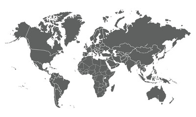 World map isolated on white background.for website layouts, background,education,precise, customizable,Travel worldwide, map silhouette backdrop,earth geography, political,reports.