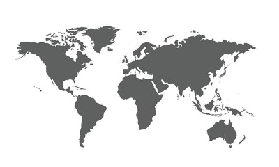 World map isolated on white background.for website layouts, background,education,precise, customizable,Travel worldwide, map silhouette backdrop,earth geography, political,reports.