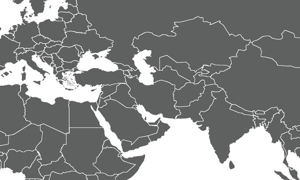 Middle East Map isolated on white background.for website layouts, background,education,precise, customizable,Travel worldwide, map silhouette backdrop,earth geography, political,reports.