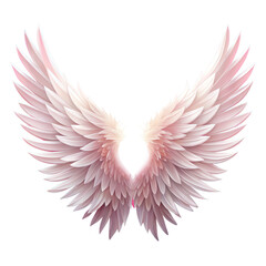 pink vector wings silhouette, grunge heart shape, angel feather symbol