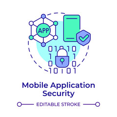 Mobile application security multi color concept icon. It change management, integration. Round shape line illustration. Abstract idea. Graphic design. Easy to use in infographic, presentation