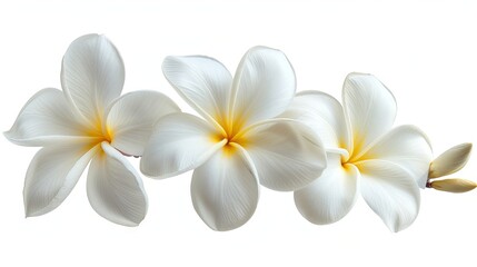 white frangipani or plumeria flowers isolated on white background