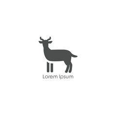 A simple logo with a goat, in gray and white.
