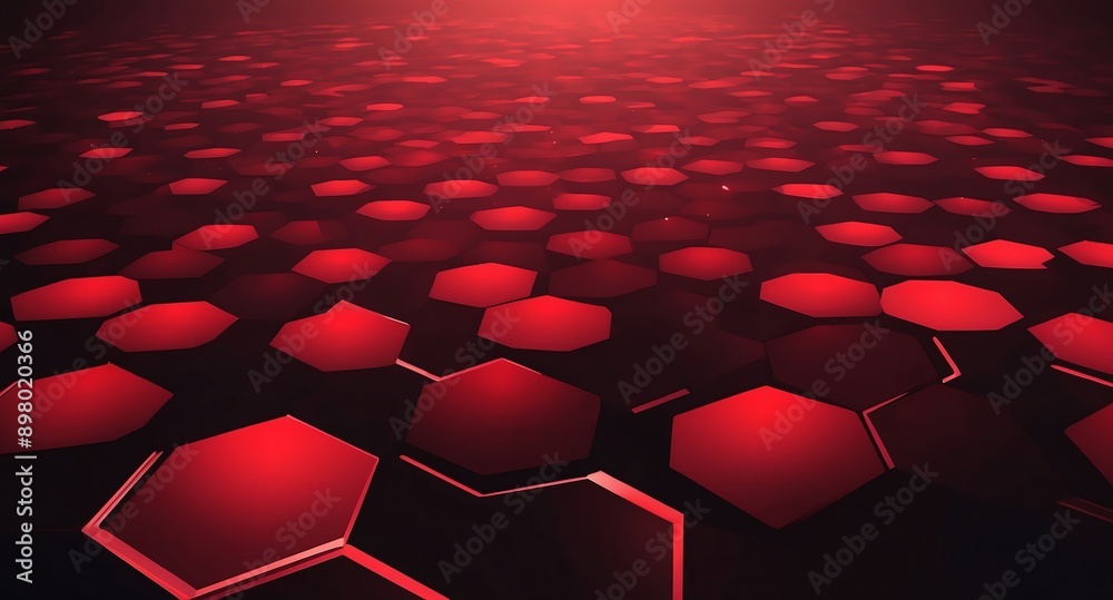Poster red hologram hexagon lights projection grid technology abstract background with copy space