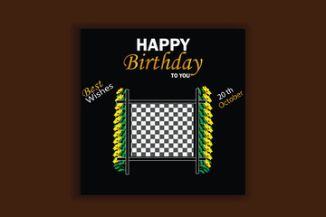 Web Green birthday card Instagram template invitation banner design