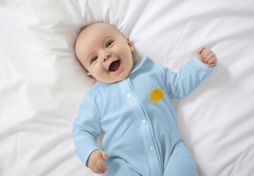 Apparel Flatlay Baby Romper Mockup With Generative AI