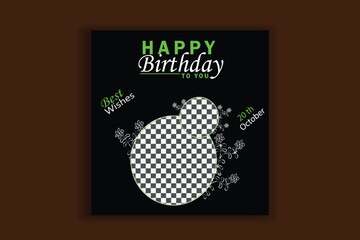 Web Green birthday card Instagram template invitation banner design