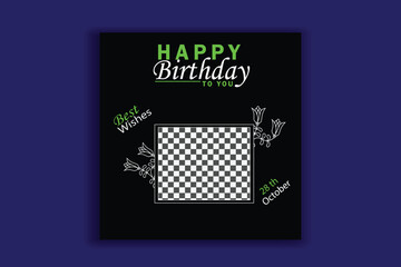 Web Green birthday card Instagram template invitation banner design