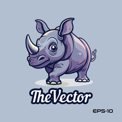 Obraz premium Cute rhinoceros logo, vector, mascot, character, illustration