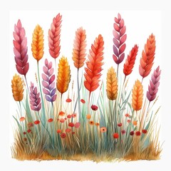 Colorful watercolor painting of wildflowers and grasses, depicting vibrant natural beauty and artistic expression.
