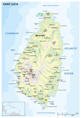 Map of the West Indian island state of Saint Lucia