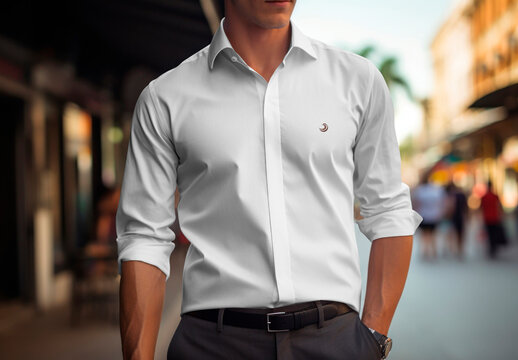 Apparel Men Formal Shirt Mockup With Generative AI