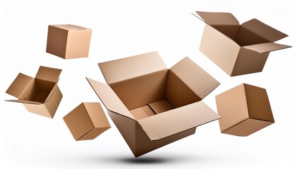 宙に浮いている段ボール箱（floating cardboard boxes.）