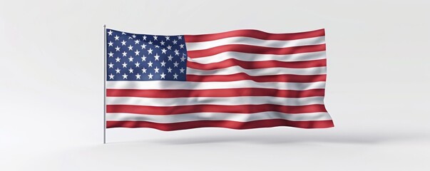 Fototapeta premium A vibrant American flag waving against a neutral backdrop, showcasing the iconic stars and stripes in red, white, and blue.