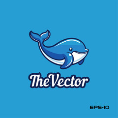 Cute dolphin logo, vector, mascot, character, illustration