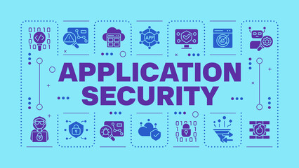 Application security turquoise word concept. Static code analysis. Service availability. Visual communication. Vector art with lettering text, editable glyph icons. Hubot Sans font used