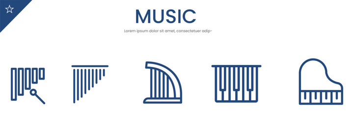 Music Festival Related Vector Line Icons. 