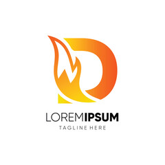 Letter D Fox Tail Logo Design Vector Icon Graphic Emblem Symbol Illustration