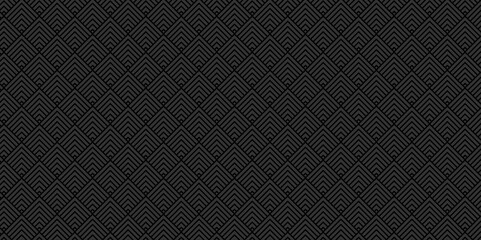 Fototapeta premium Overlapping Pattern Minimal diamond geometric waves backdrop abstract wave line. black seamless tile stripe overlap creative retro square line backdrop pattern white background.